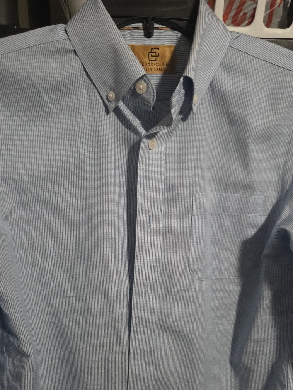 Class Club Light Blue Pinstripe Button-Down Dress Shirt Boys 14/16